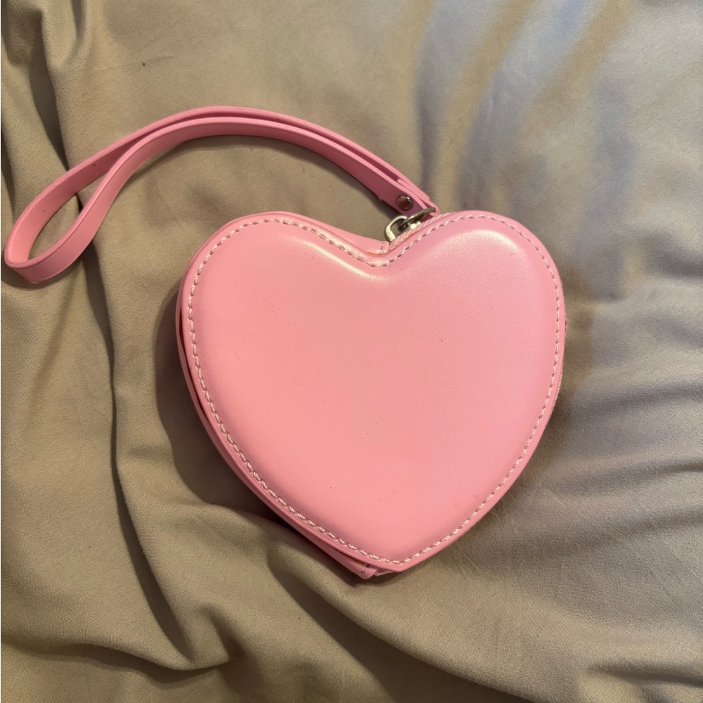 Pink Heart-Shaped Wristlet